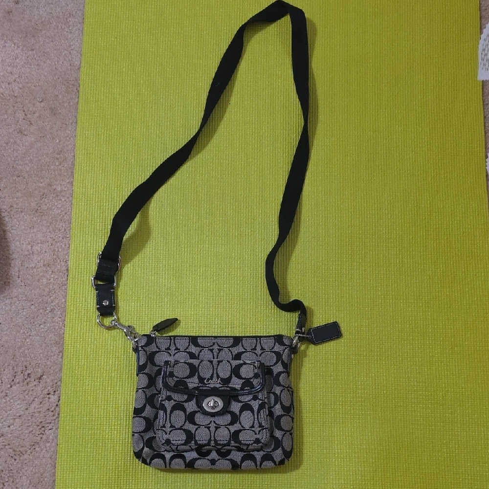 Coach Monogram Crossbody Bag Black And Grey